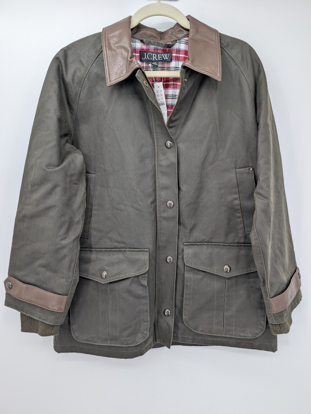 J Crew Broken-in Barn Jacket™ with faux-leather collar CP629 Size M NWT - Picture 6 of 11